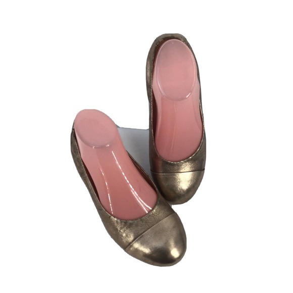 Dansko Shoes - Dansko Lisanne Flat In Gold Leather Women’s Size 37 EU Captoe Work Metallic Shoe